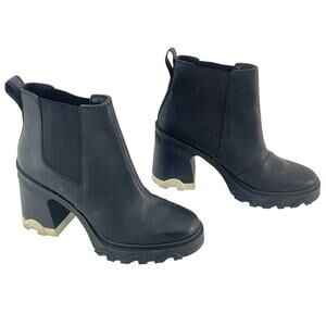 Sorel Black Chunky Heel Ankle Booties